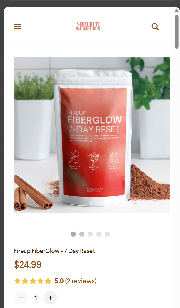 FireUp FiberGlow 7-Day Reset, 105 g pouch